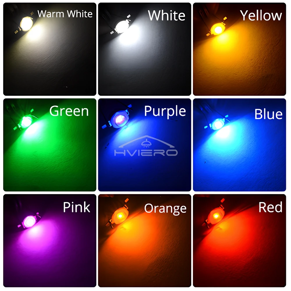 10 Uds DC 3V 3W diodo emisor de luz de alta potencia LED Chip SMD luces emisor de cuentas blanco rojo verde azul amarillo bombilla diodos lámpara