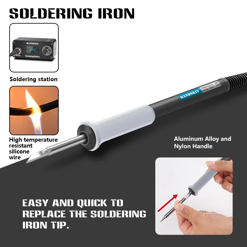 T12 Digital Soldering Station with LCD Temp Control - Portable Rework Tool Kit for Electronics Repair, No Power Supply Included