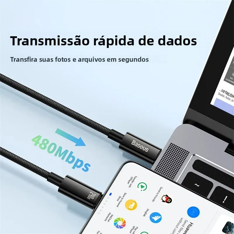 Baseus 240W USB C Cabo para iPhone 17 16 15 Plus Pro Max Supercharge para Macbook Carregador Rápido Tipo C Cabo para xiaomi Samsung