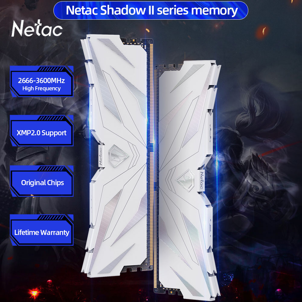 Memorias Netac Ram DDR4 8GBx2 16GBx2 DDR4 3200MHz 3600MHz 2666MHz Ram DDR4 XMP2.0 de doble canal con disipador de calor para placa base de PC