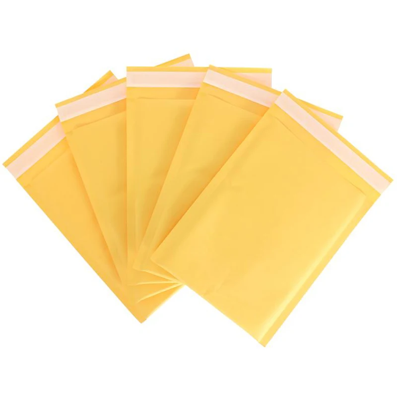 100 ชิ้น/ล็อตกระดาษคราฟท์ฟองซองกระเป๋า Mailers จัดส่งซองจดหมาย Bubble Mailing Bag ขนาดต่างๆสีเหลือง