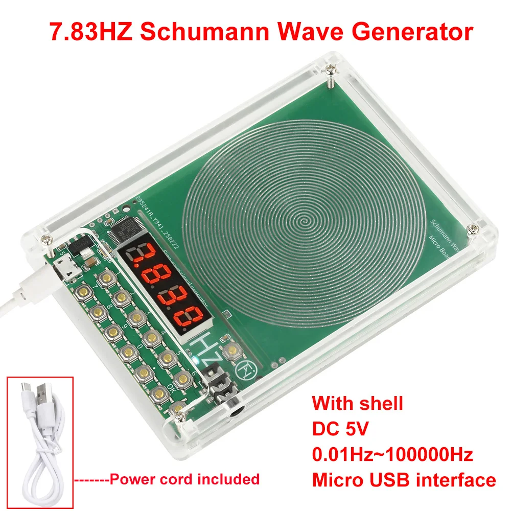 DC 5V 0.01Hz~100000Hz Adjustable Frequency 7.83HZ Schumann Wave Generator Sine Wave Signal Generator Micro USB Interface