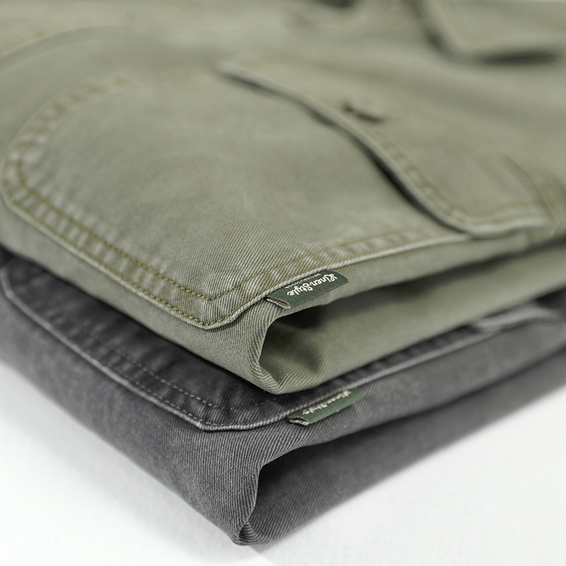 Winter Herbst Mode Herren Multi Pocket Patchwork Vintage Cargo Hemd Einfarbig Langarm 100% Baumwolle Lose Tägliche Tops Bluse