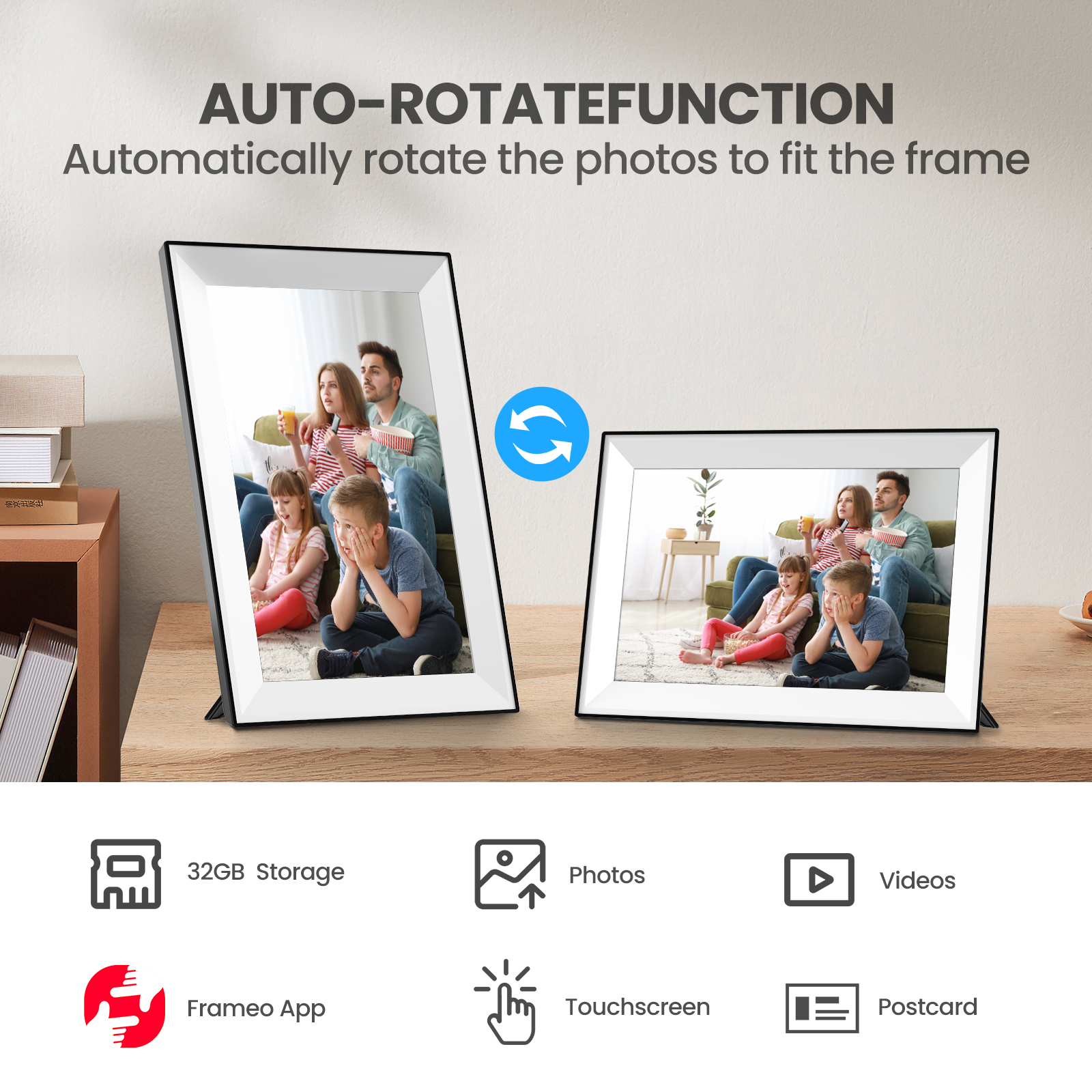 Frameo 10.1 インチ WiFi デジタルフォトフレーム 1280x800 HD IPS タッチスクリーンデジタルフォトフレーム電子 32GB メモリ自動回転