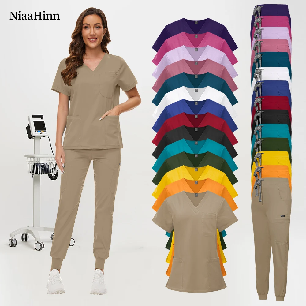 Set di scrub ospedaliero Uniforme da donna Tuta da jogging Accessori per infermiere Set di scrub medico chirurgico Farmacia Abbigliamento da lavoro sanitario Unisex