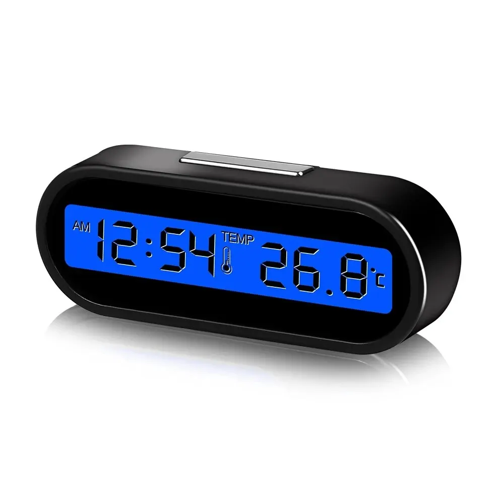 Zegar Samochodowy Mini Elektroniczny Zegarek Samochodowy Podświetlany Termometr Wewnętrzny LCD Podświetlenie Cyfrowy Wyświetlacz Akcesoria Samochodowe