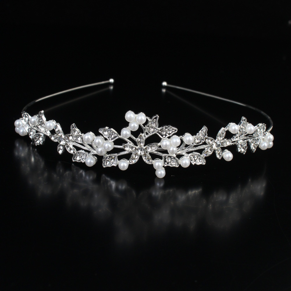 Bride Pearl Crown Headband Diamond Hair Accessories Alloy Rhinestone Princess Wedding Headband Bridal Headpieces Bride Crowns