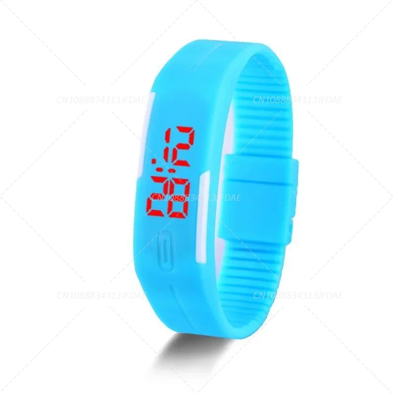 Reloj impermeable de Color caramelo para hombre y mujer, relojes LED de goma para niños, pulsera con fecha, reloj de pulsera deportivo Digital para estudiantes