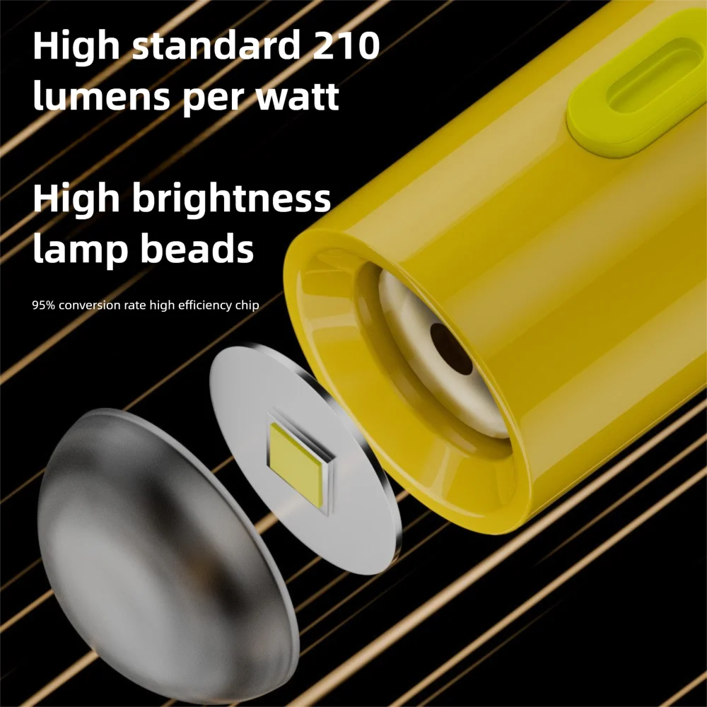 230 High Lumens Type-C Mini Flashlight Portable Plug and Play USB C Emergency Lamp with Lanyard Keychain Flashlights