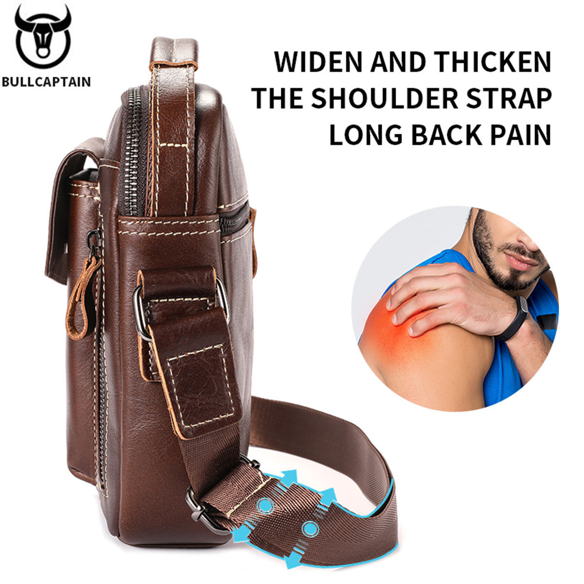 BULLCAPTAIN Casual Mode männer Messenger Tasche der Business Tragbare Handtasche Mann Leder Schulter Tasche Mobile 6,5'' Telefon Taschen