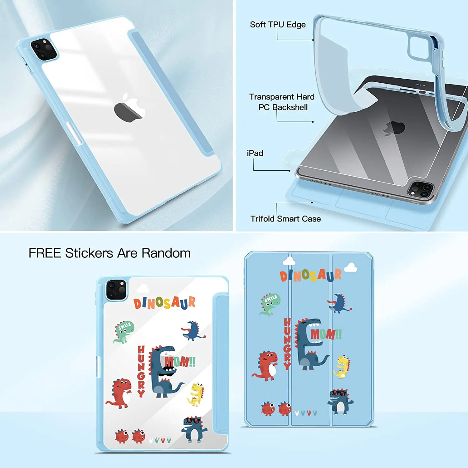 For iPad Case for iPad 10th Funda iPad Pro 11 10.2 7th 8th 9th Air 4th 5th 10.9 10.5 Gen Clear Transparent air 9.7 mini 6 Cover