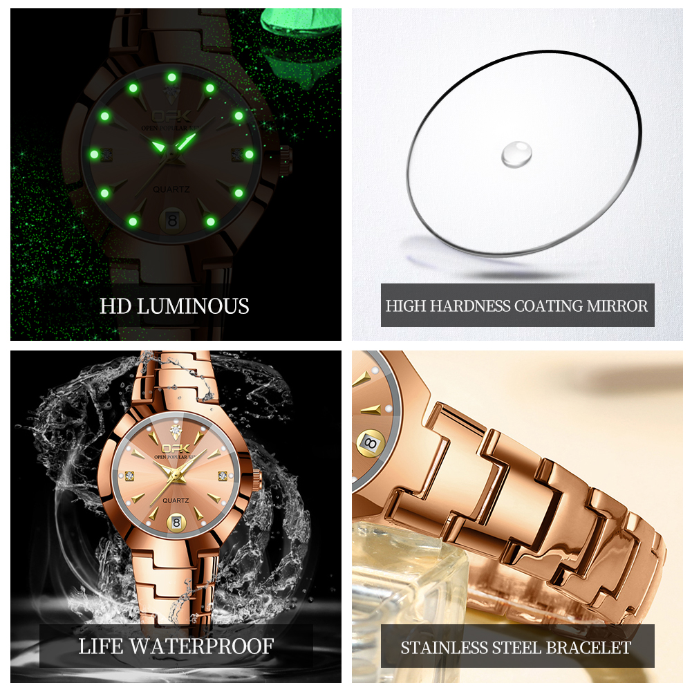 OPK8105 Relógio feminino com bateria de quartzo e calendário requintado e compacto