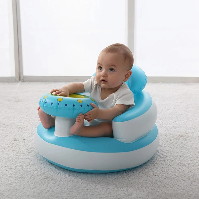 Assento inflável para sofá de bebê, bomba de ar embutida, cadeira de apoio para as costas infantil, cadeira portátil para chá de bebê, assento de chão, banco de banho