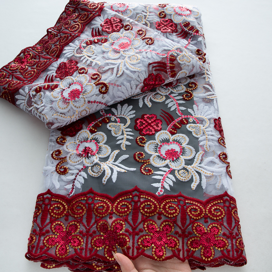 Lantejoulas africanas tule renda bordada 2025 tecido de renda líquida de malha francesa nigeriana mais recente tecido de seda de leite para mulheres vestido de festa