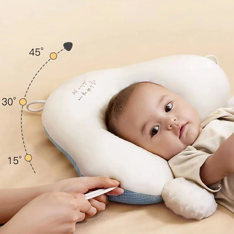 Almohada de bebé de Color sólido, cama para recién nacido, almohada relajante, almohada multifuncional para dormir lateral rebotable, transpirable y cómoda