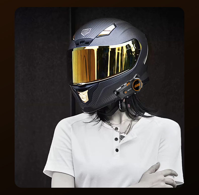 Casco de motocicleta con graves pesados envolvente 3D, auriculares estéreo con Bluetooth, llamada manos libres, IPX7, resistente al agua con luz ambiental tricolor