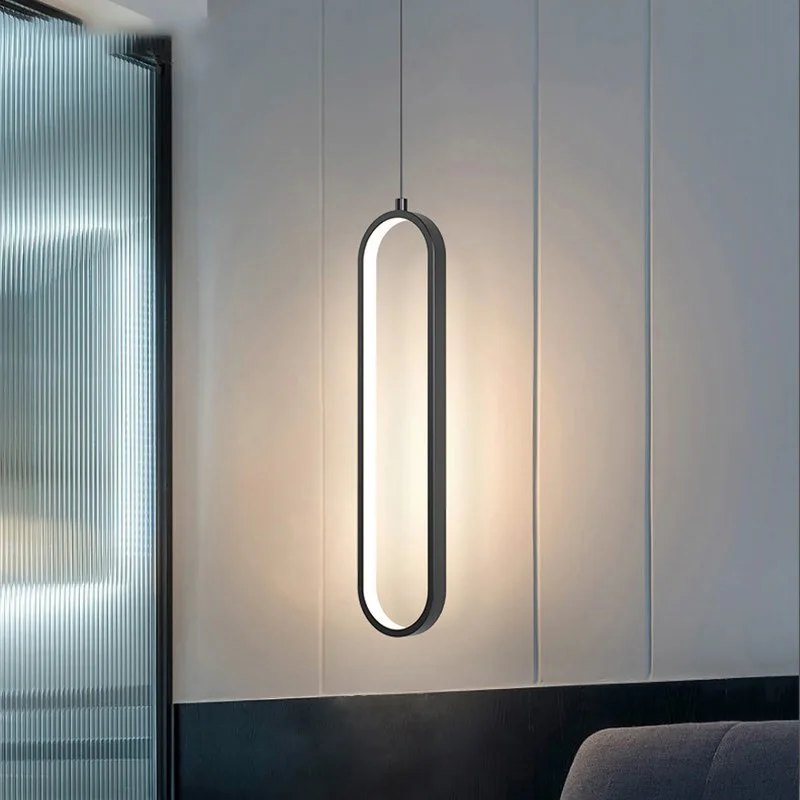 Modern Minimalista LED Luz Pingente Lustre Para Quarto Restaurante Sala de Ouro Preto Pendurado Lâmpadas Decoração Led Lustre