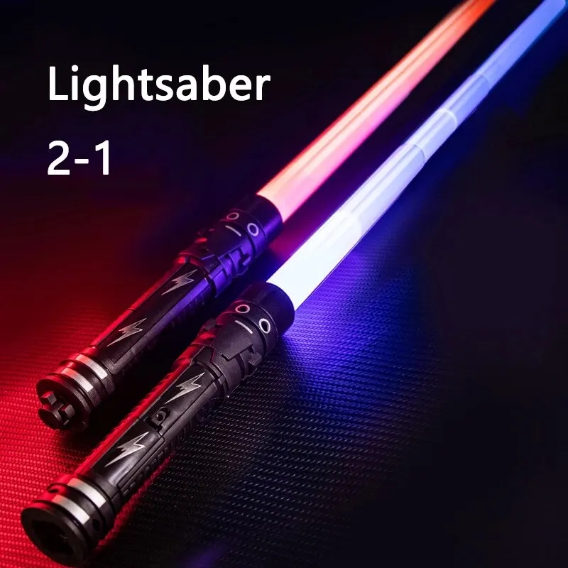 Espada laser de 75cm, sabre de luz vermelho e azul, sabre duplo, transformação rave, arma de cosplay para crianças, brinquedo piscante, espadas brilhantes para festa