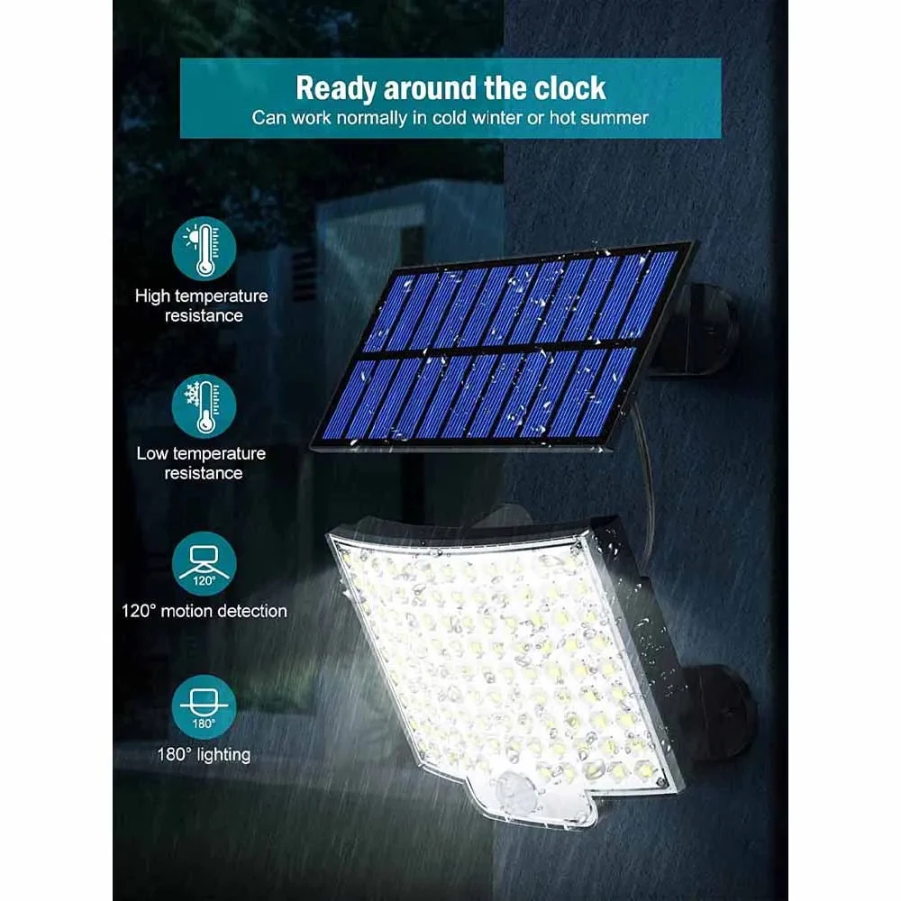 Luz Solar para exteriores 106LED con Sensor de movimiento, Control remoto IP65, resistente al agua en Patio, jardín, luz de pared de inducción corporal de seguridad