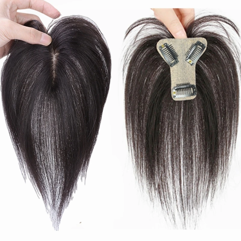 Toppers de cabelo humano de renda slik t-parte para mulheres clip-in topper com franja de ar 3d postiços para mulheres desbaste perda de cabelo