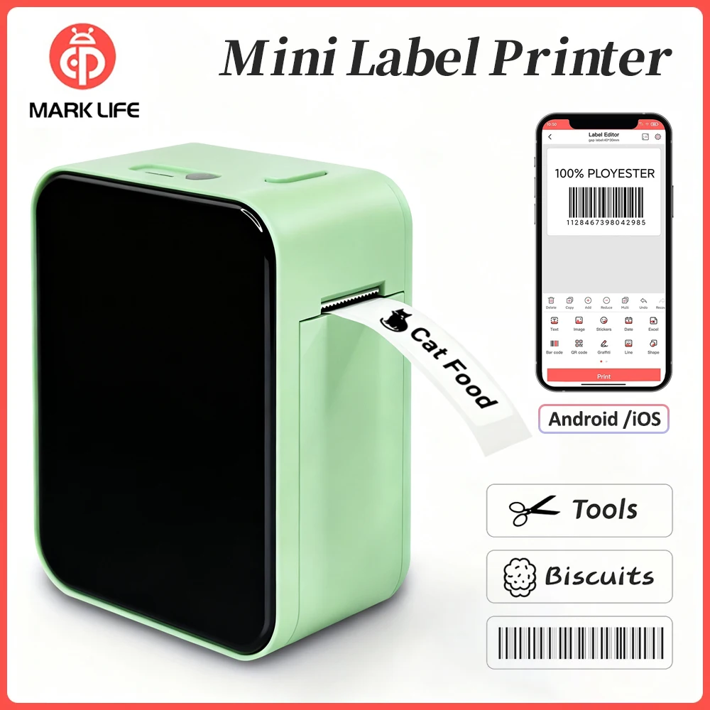 Marklife p15 mini impressora de etiquetas portátil térmica bluetooth adesivo papel impressora adesivos fabricante sem tinta máquina de rotulagem