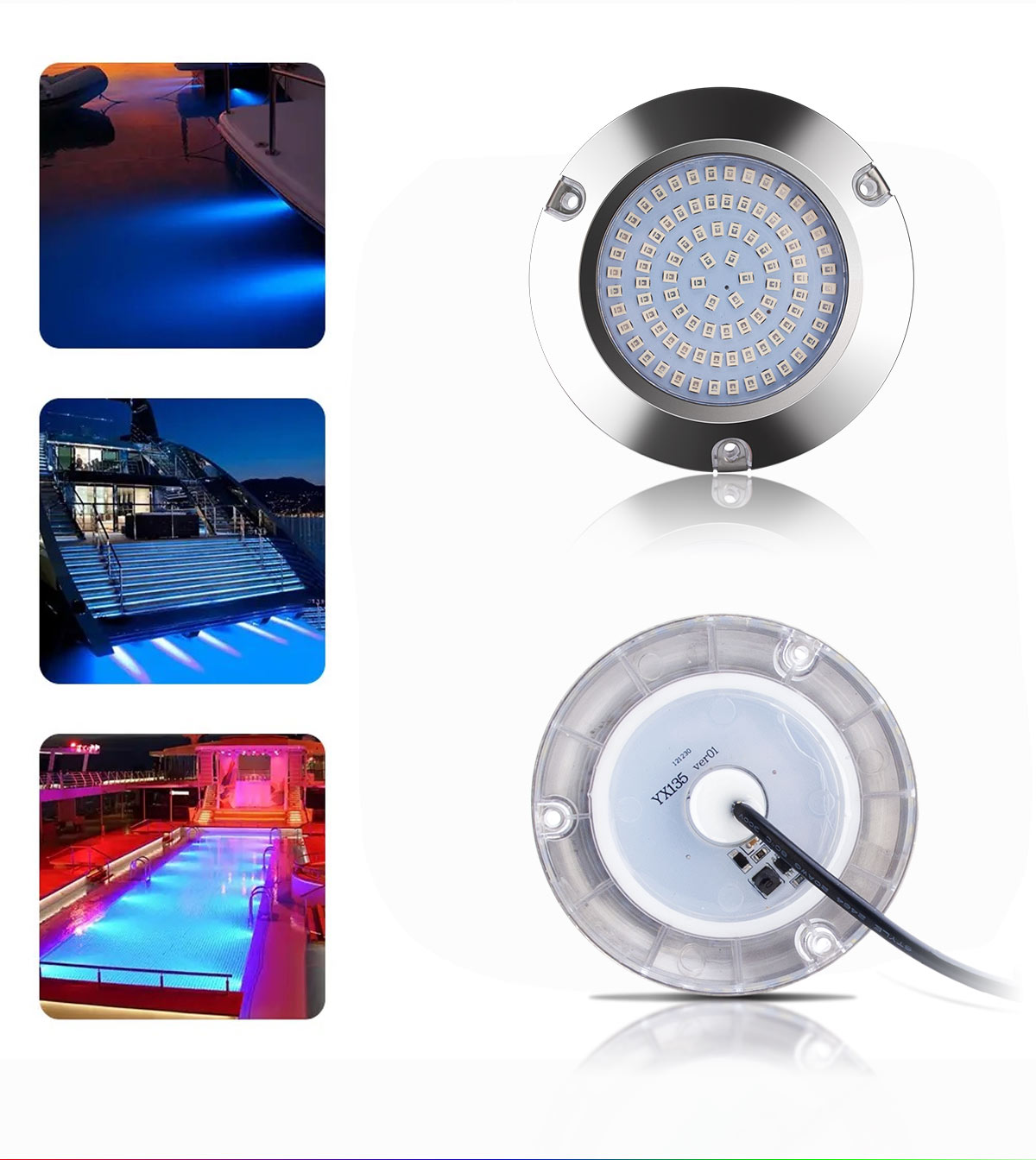 Lámpara LED para yate marino de 120W, 24V CC, acero inoxidable 316L, IP68, anticorrosión, luz subacuática para barco, agua salada, Яхты, Катера