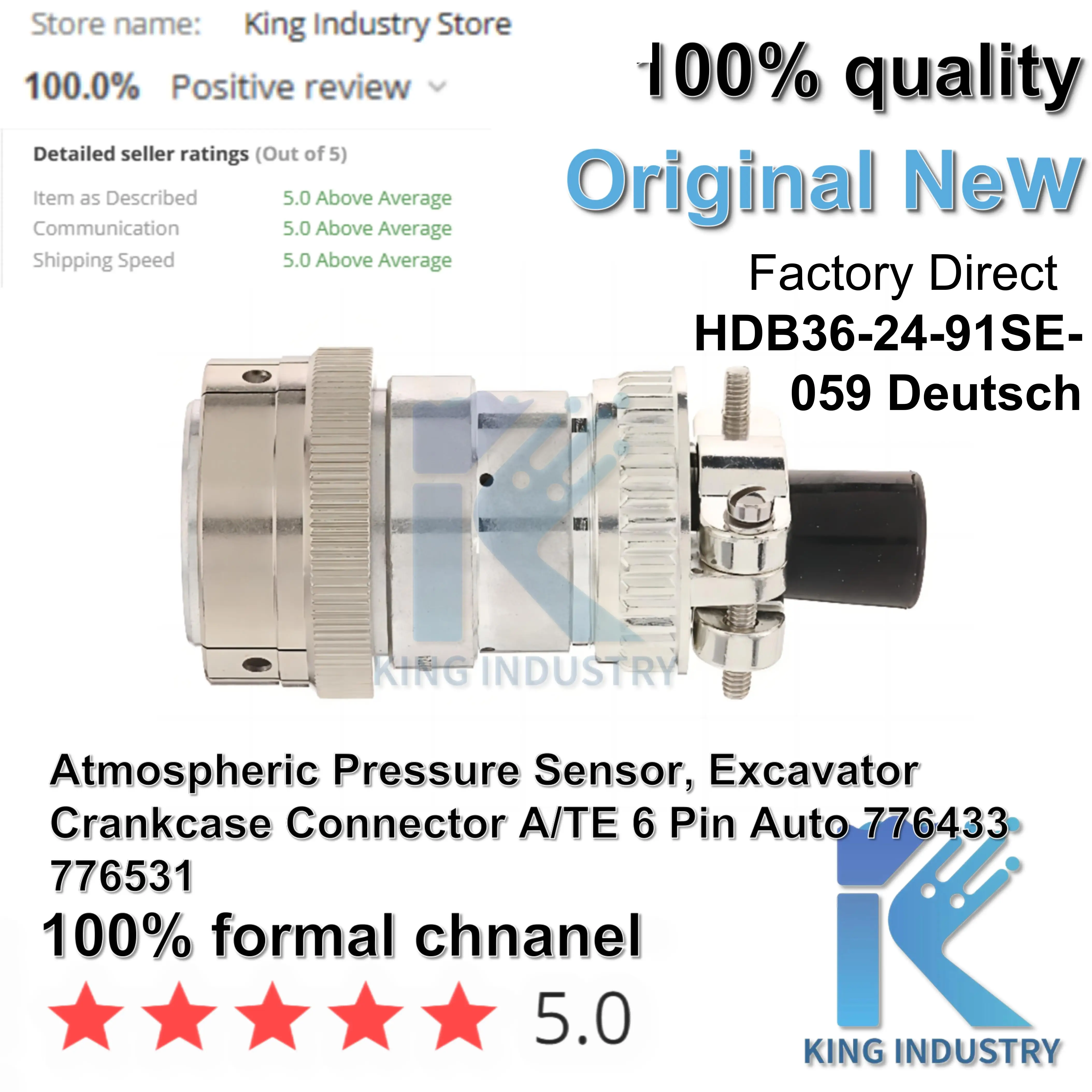 HDB36-24-91SE-059 Deutsch-conector de coche Original, genuino, resistente al agua, enchufe MaleFemale