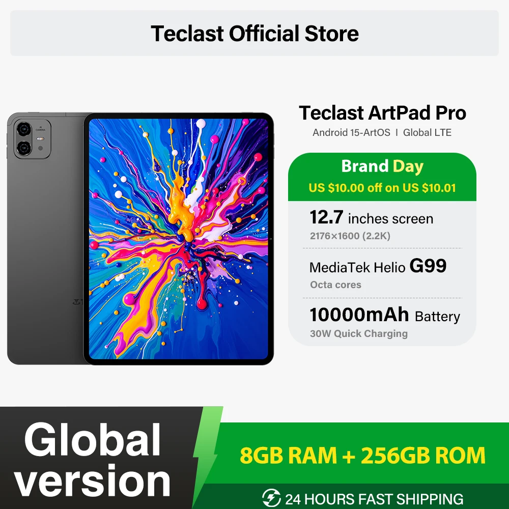 Teclast ArtPad Pro 12,7" 2,2K UHD Display 20GB RAM (8+12 Virtual) 256GB ROM Helio G99 10000mAh 30W Android 15 Tablet Global LTE