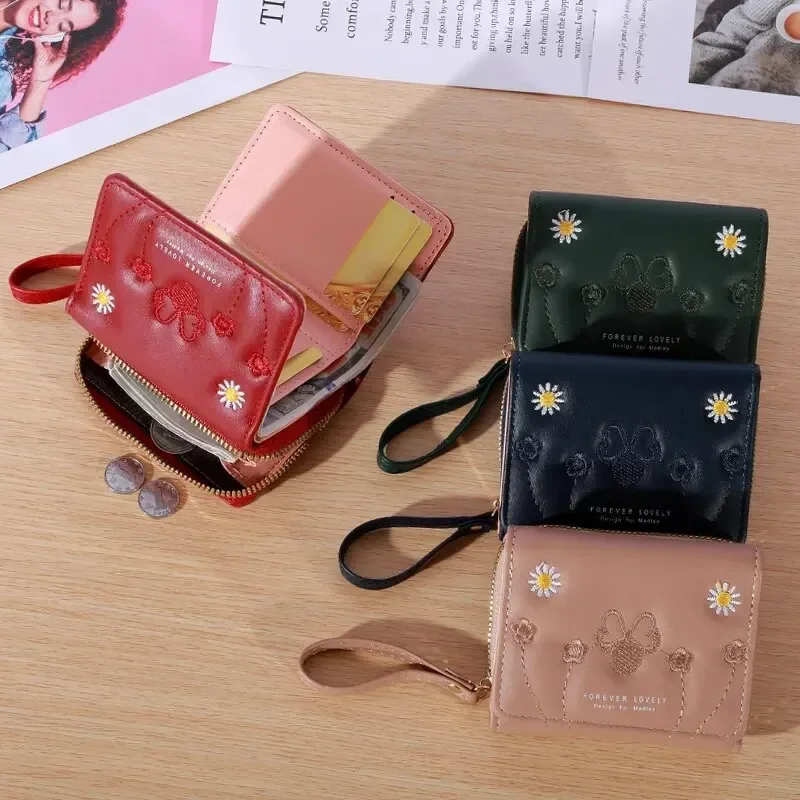 Monedero de amor bordado a la moda para hombre, tarjetero triple, billetera con múltiples ranuras para tarjetas, 1 ud.