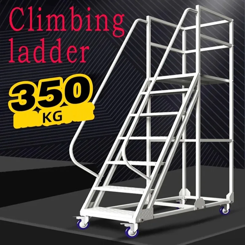 Warehouse Elevator Mobile Platform Supermarket Tally and Access Ladder Industrial Mobile Elevator Ladder with Wheels