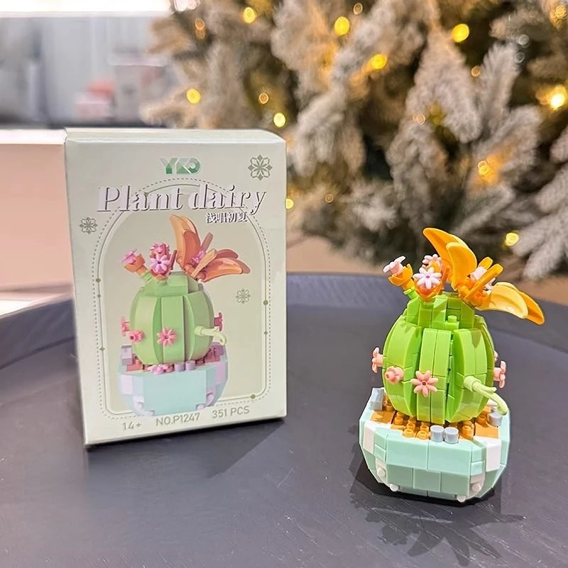Blocos de construção de suculentas de flores, instruções de árvore de bonsai eterna, tijolos românticos de jardins, modelo de plantas em vasos diy, kits para crianças