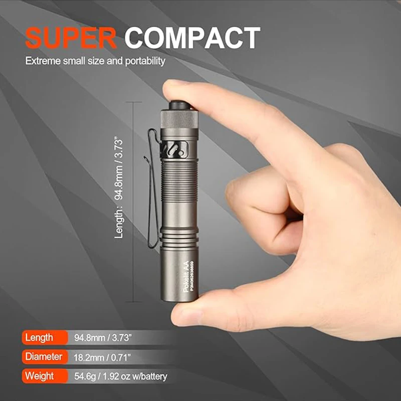 ACEBEAM Pokelit AA EDC flashlight 1000 lumens USB-C rechargeable 14500 batte IP68 small pocket LED flashlight for everyday carry