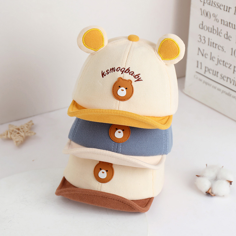 Boné de beisebol do bebê do urso dos desenhos animados com orelhas bonito animal chapéu de sol para meninos meninas casual infantil chapéu de pico