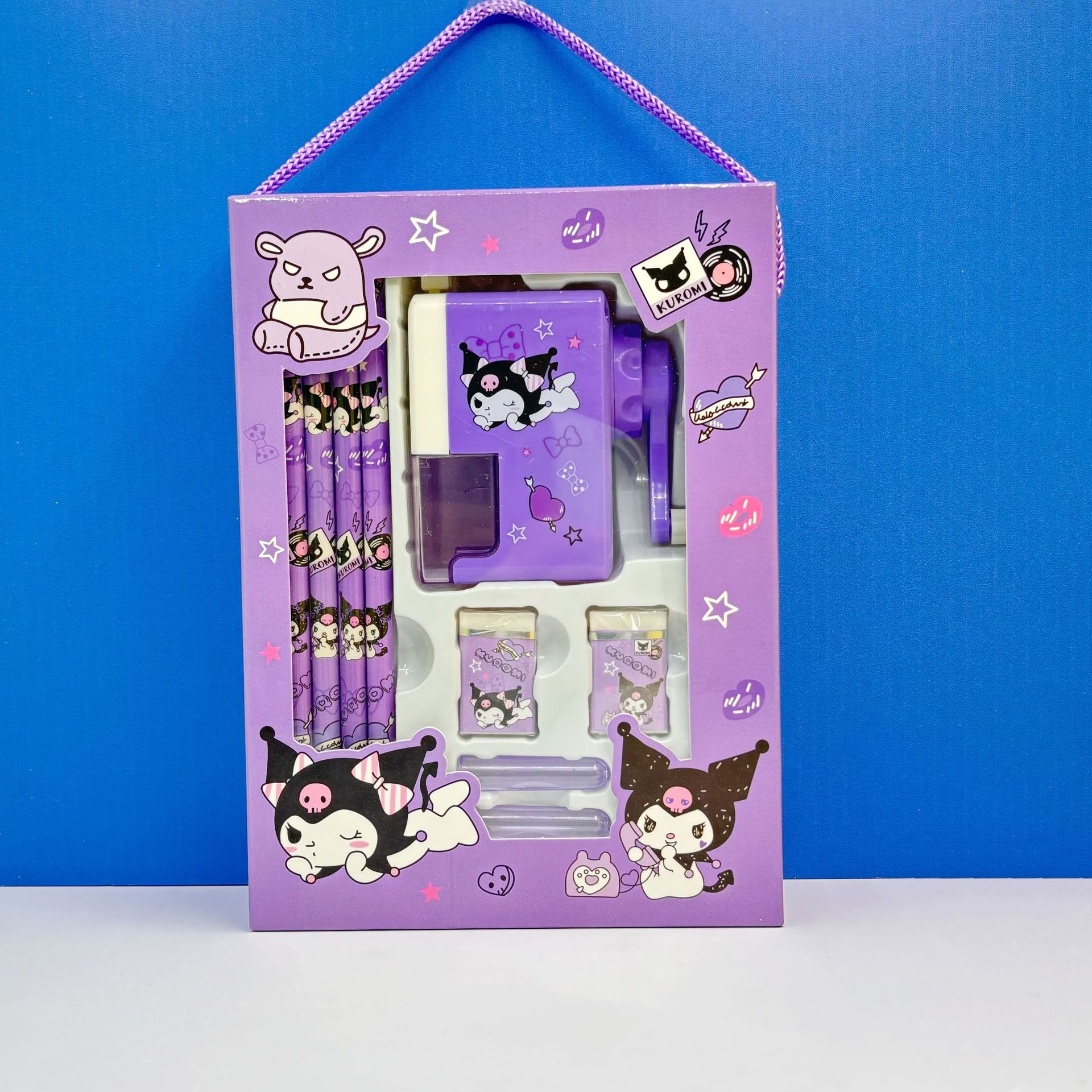 Kuromi Cinnamoroll ชุดเครื่องเขียนของขวัญกล่องการเรียนรู้เครื่องเขียน Hand Shake ดินสอ Sharpener ยางลบชุดของขวัญวันเกิดกล่อง