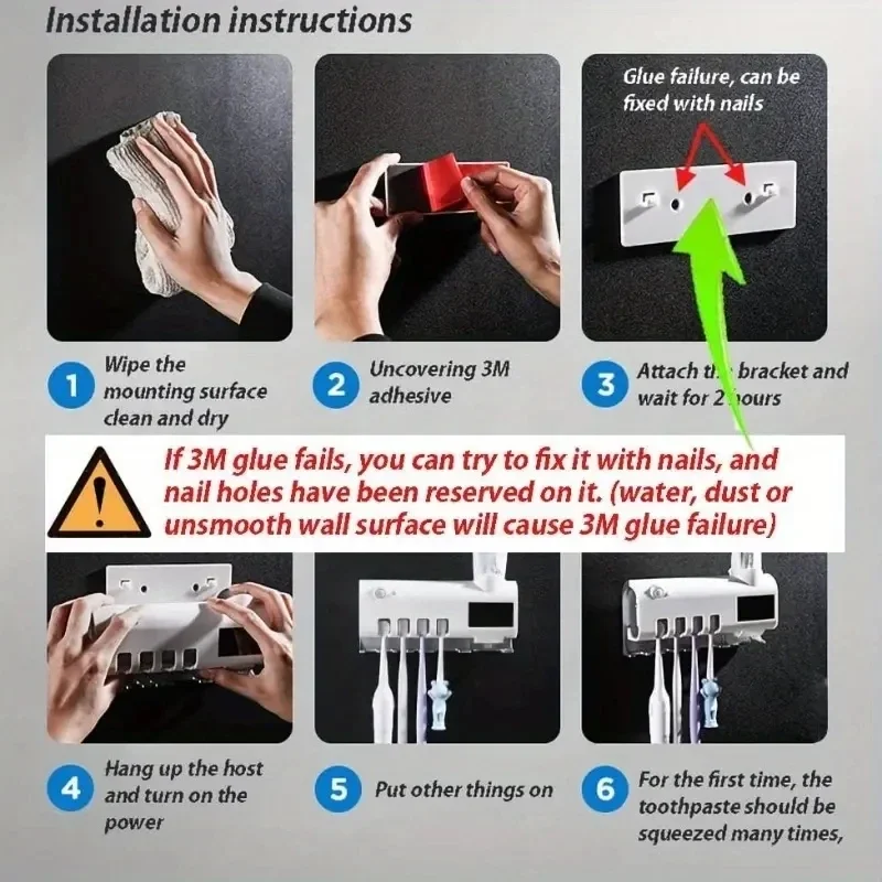 Zahnbürstenhalter vom Knopftyp, Zahnpastaspender, USB-Aufladung, intelligenter automatischer Zahnpastaspender zur Wandmontage im Badezimmer,