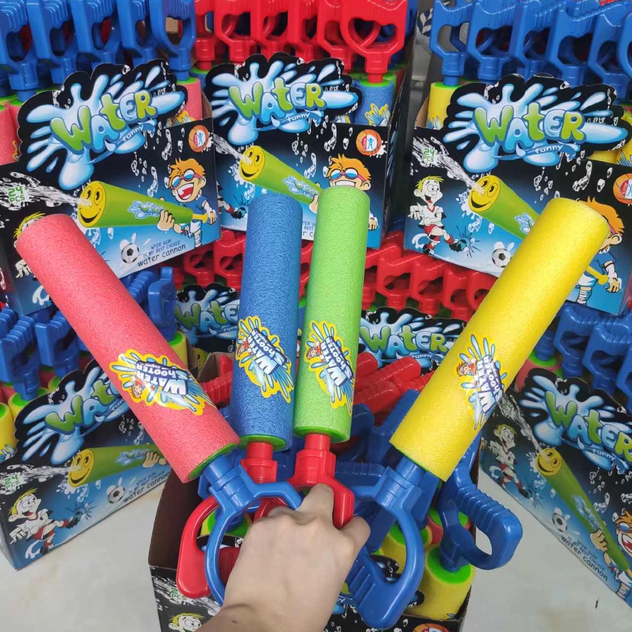 6 แพ็คน้ําปืนยิง Super โฟม Soakers Blaster Squirt ปืนสระว่ายน้ําของเล่นพลาสติก Handle ฤดูร้อนว่ายน้ําชายหาดสวนกลางแจ้ง