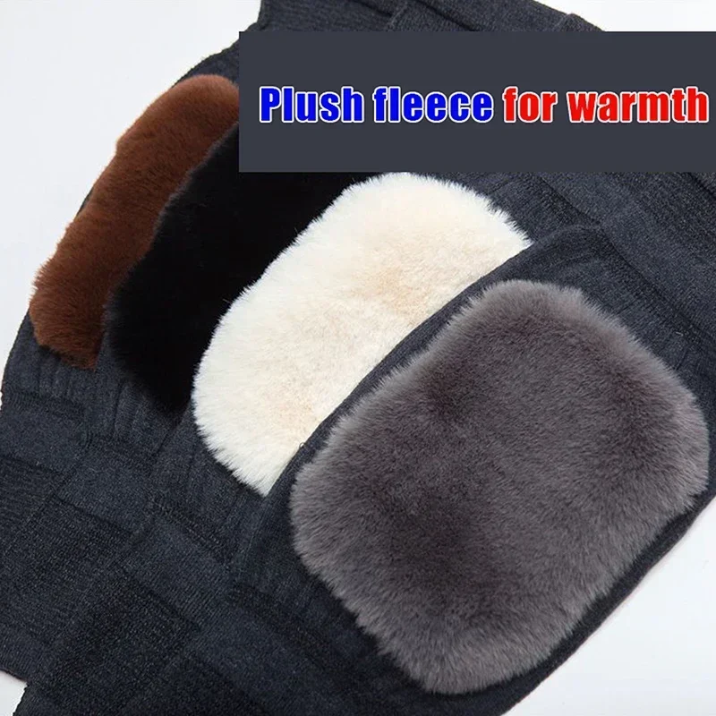 ฤดูหนาว Plush เข่า Pad ความร้อนเข่าสําหรับผู้สูงอายุผู้หญิงผู้ชายเข่า Pads แขนขาสําหรับเล่นสกีขี่จักรยานตั้งแคมป์วิ่ง