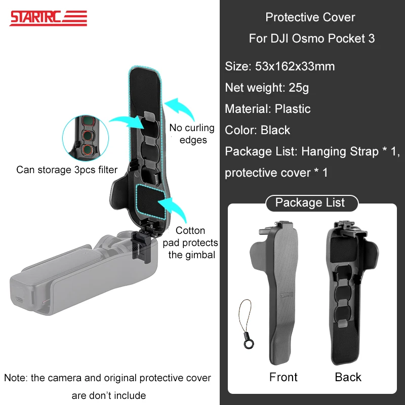 STARTRC For DJI Osmo Pocket 3 Protective Case Camera Lens Screen Protector Anti-fall Flip Cover Quick Release Case Accessories