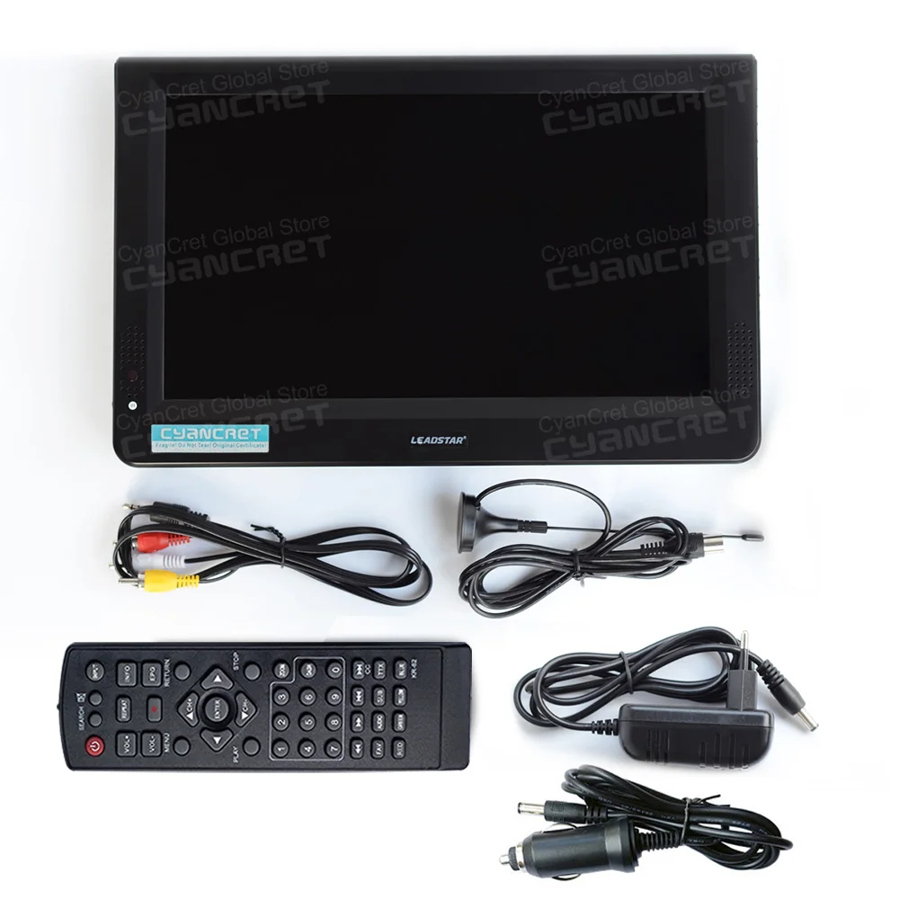 LEADSTAR D12 12 นิ้ว HD แบบพกพาทีวี DVB-T2 tdt DTT Digital และ Analog mini รถขนาดเล็กโทรทัศน์สนับสนุน USB SD Card MP4 AC3