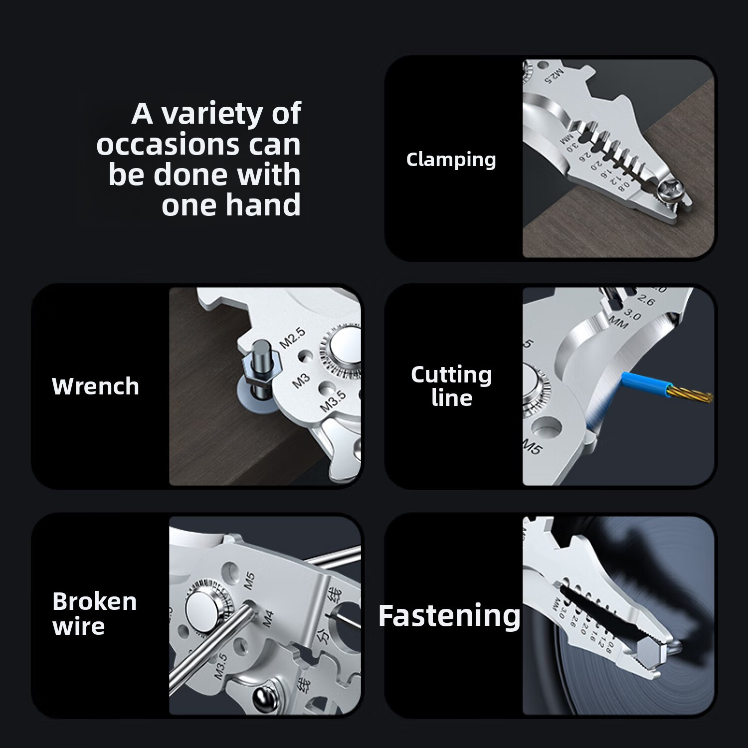 Electrician Pliers with Wire Stripper, Cutter & Separator – Durable Sharp Tool for DIY Cable Repair, Easy to Use, 10-in-1 Design