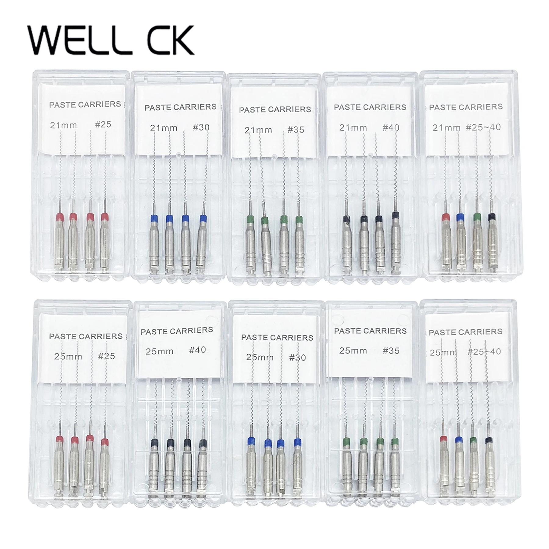 4 Cái/hộp 21/25Mm Kích Thước: 25 #-40 # Nha Khoa Dụng Cụ Nha Khoa Quay Dán Tàu Sân Bay Xoắn Ốc Chất Độn Lentulo Các Loại Động Cơ Làm Đầy Dán
