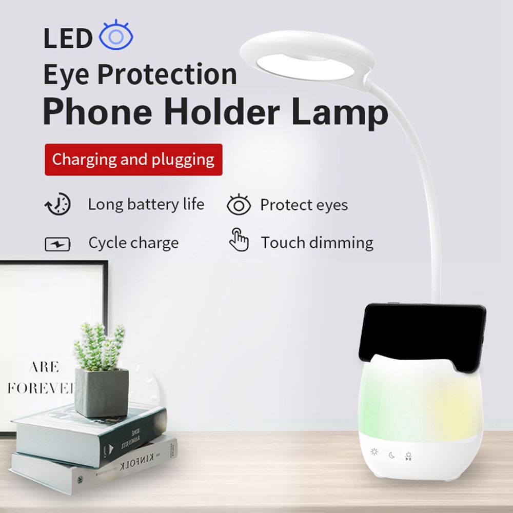 Lámpara de escritorio LED BABQ con luz nocturna, luz de lectura de libros recargable, Bluetooth, Audio, RGB, luz de escritorio colorida para el hogar y la Oficina
