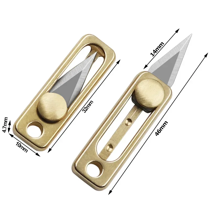 Mini coltello in ottone e acciaio inossidabile Coltello multiuso portatile Coltello di sicurezza di sopravvivenza Portachiavi Ciondolo Piccolo strumento Busta Apribottiglie