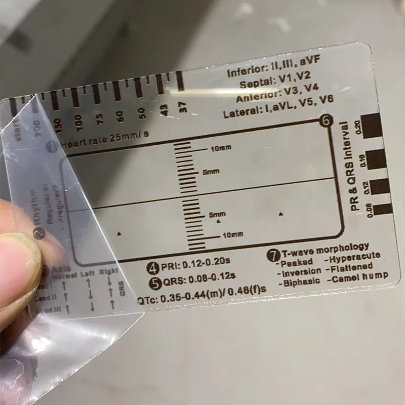 Ecg 7-step Ruler Ecg/ekg 7-step Ruler Card, Portable Pocket Ecg Ekg Caliper With Protective Sheath Evaluation Tool