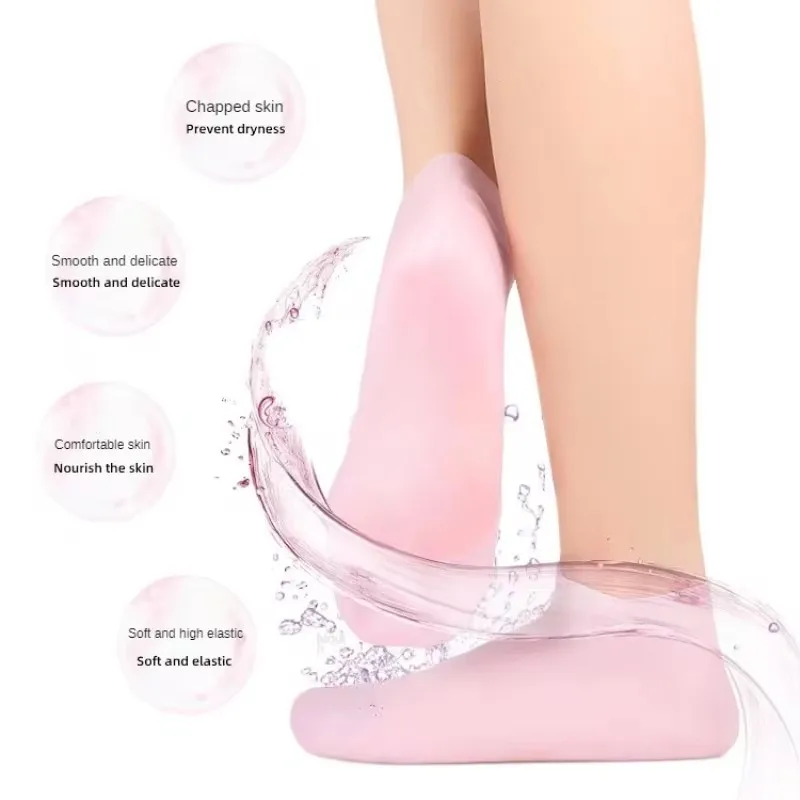 Confezione da 2 calzini idratanti in gel di silicone per piedi secchi e screpolati, nutrienti per la pelle, lubrificanti per la cura dei piedi, calzini da massaggio