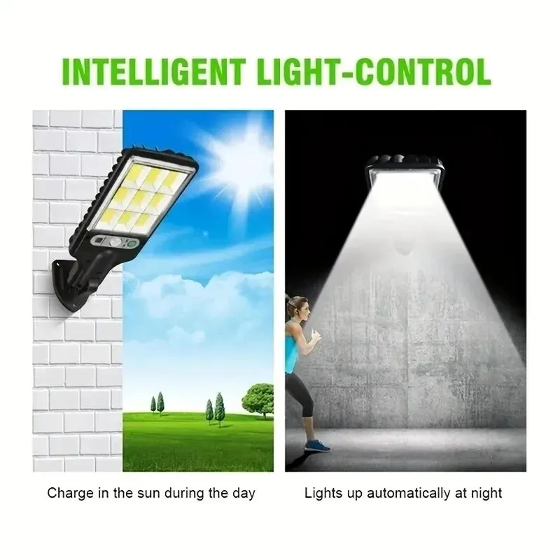 AmmToo COB Luzes Solares Externas Sensor de Movimento Solar 3 Modos Iluminação de Parede de Segurança À Prova D 'Água para Pátio Jardim Porta Luz de Rua