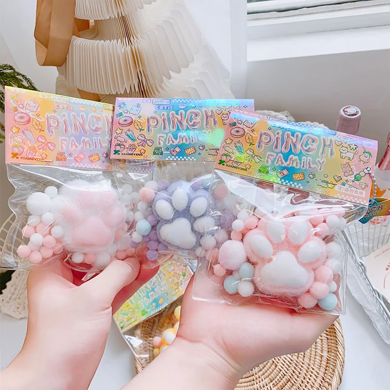 Handmade Flocking Cat's Paw ความเครียดบรรเทา Squishy ของเล่น Mochi ช้า Rebound ใหม่ Fidget ของเล่นของขวัญวันเกิด