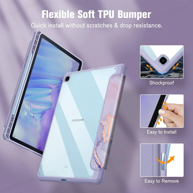 Funda para samsung galaxy tab s6 lite 10.4 2024 p620 p625 p610 p615 p613 p619 caso com suporte de lápis capa tri-fold suporte escudo