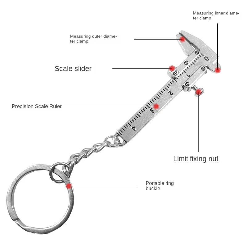 1 nova moda chave do carro mini vernier caliper portátil 0-40mm chaveiro ferramenta de medição chaveiro do carro anel pinça