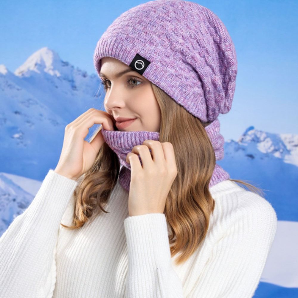 Neck Warmer Winter Beanie Hats Scarf Set Cold Proof Thicken Women Warm Knitted Hat Windproof Ear Protection